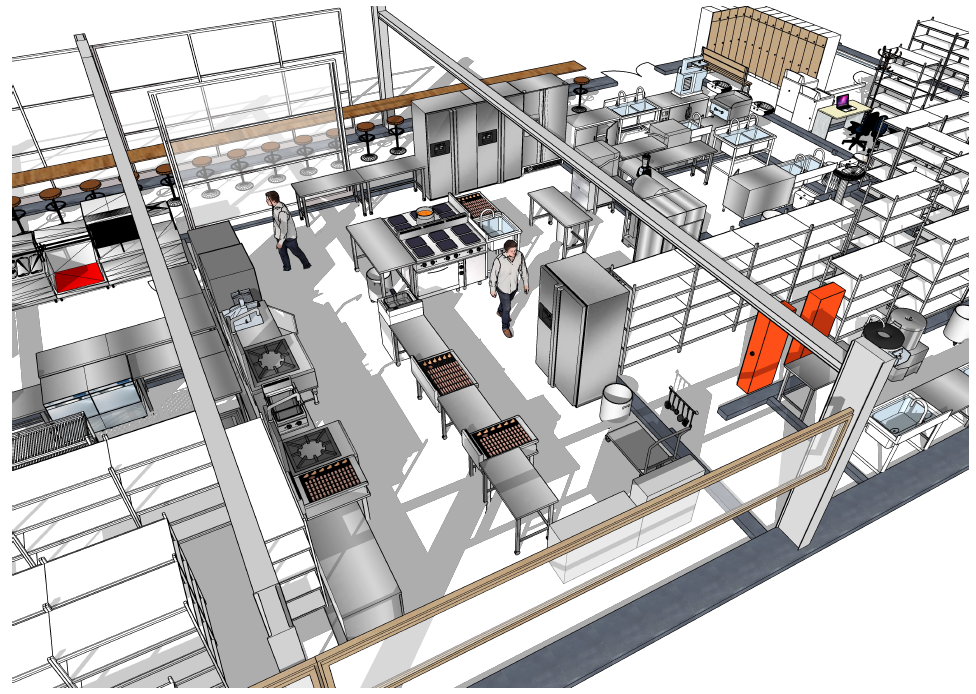 Проект кухни кафе с расстановкой оборудования